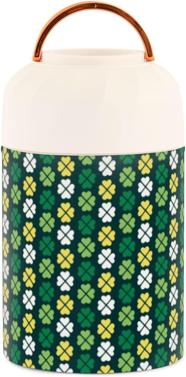 Cute Lucky Saint St Patrick Day – Recipiente aislado para alimentos con cuchara de 17 oz16.9 fl oz, recipientes de acero inoxidable a prueba de