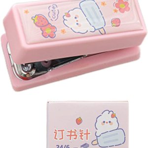 1 juego de mini grapas rosa con grapas No.12, lindo patrón de conejo, removedor de grapas, máquina de encuadernación para clips de papel, grapadoras 1 juego de mini grapas rosa con grapas No.12, lindo patrón de conejo, removedor de grapas, máquina de encuadernación para clips de papel, grapadoras