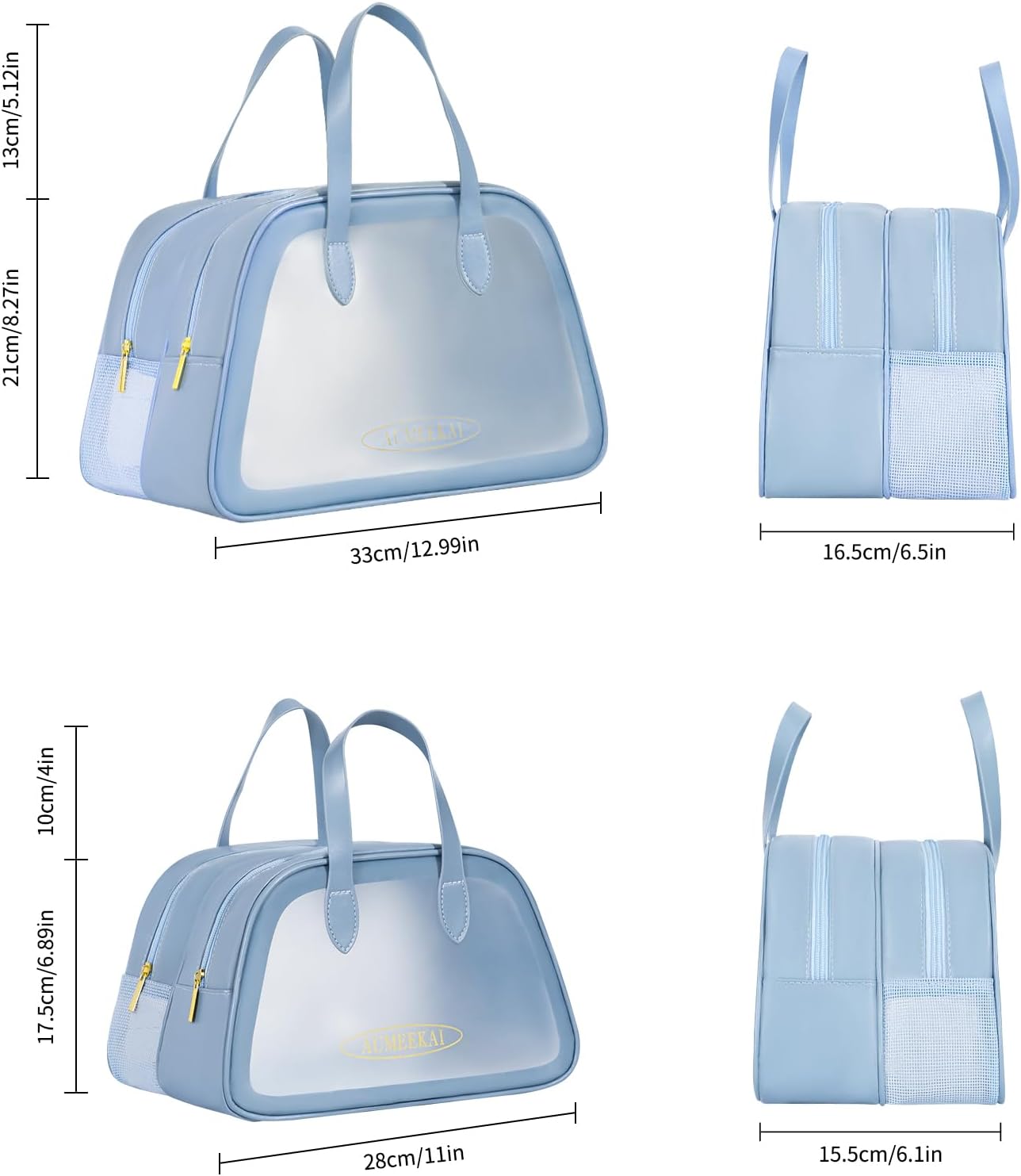 Joyask 2 bolsas de aseo de viaje para mujeres y hombres, bolsa de cosméticos translúcidos mate con asa práctica, bolsa organizadora de viaje para