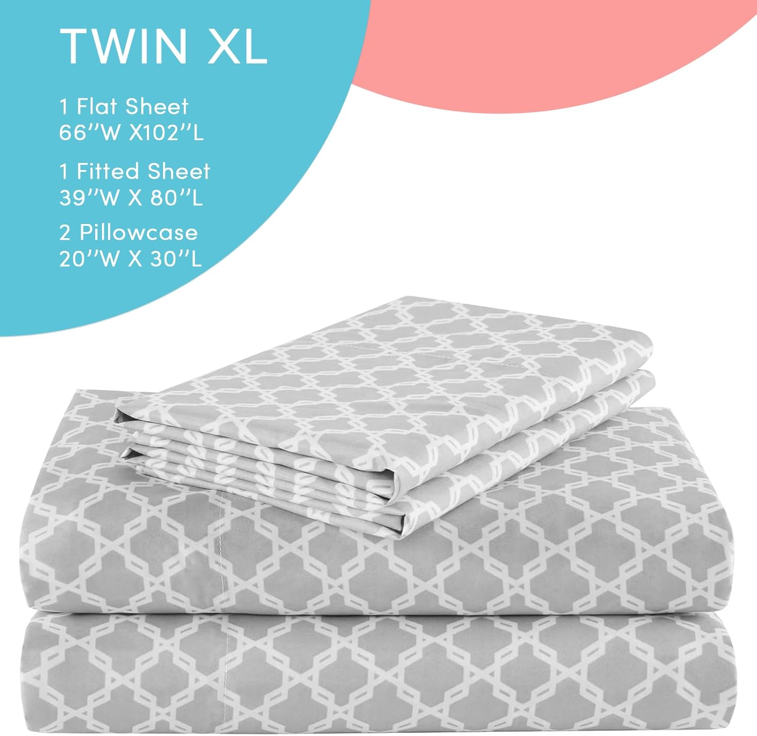 Comfort Spaces – Juego de sábanas de 3 piezas Coolmax supersuave y resistente a la decoloración que absorbe la humedad con elásticos alrededor que