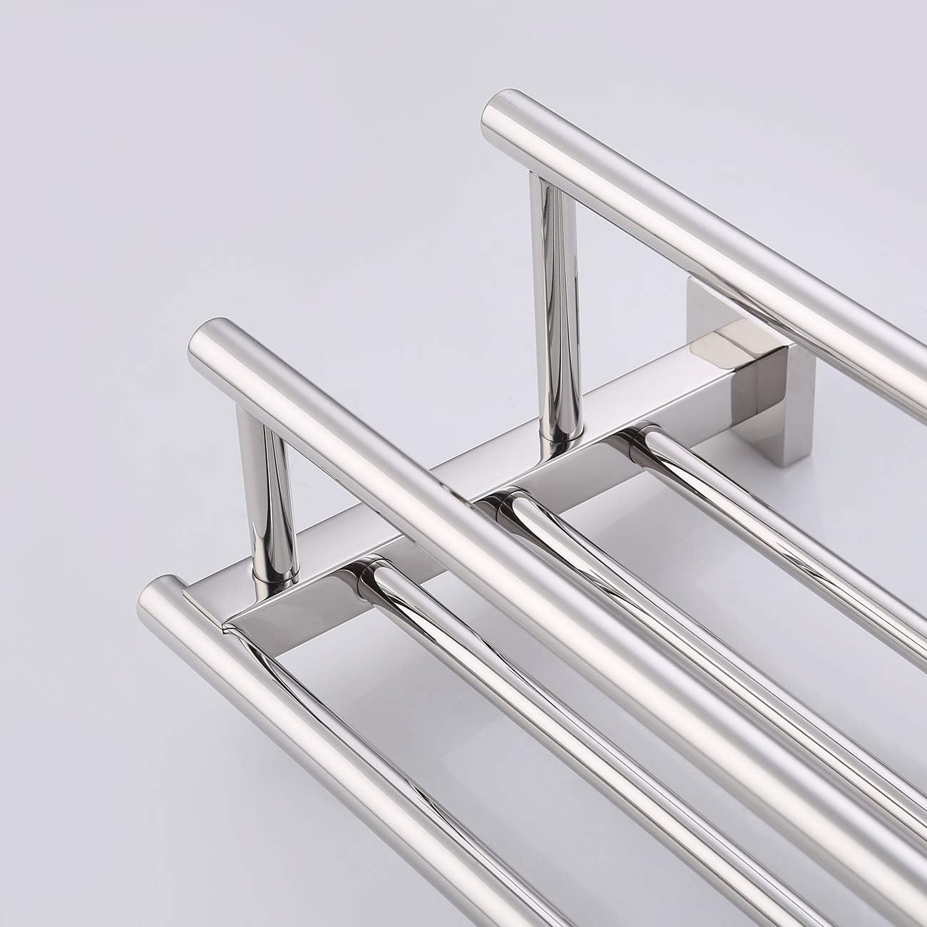 Estante con barras para toallas KES A2112, minimalista, de acero inoxidable, rack con dos ganchos para toallas, Acero inoxidable, Pulido, 24 –