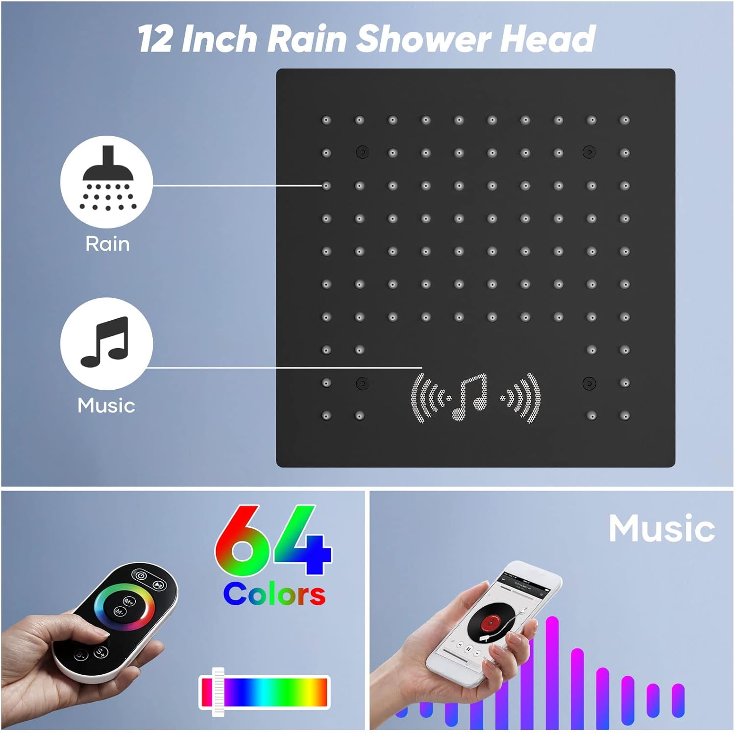 Doozoler Sistema de ducha termostático, sistema de ducha de cuerpo completo con chorros de mano y cuerpo, sistema de ducha inteligente de montaje en