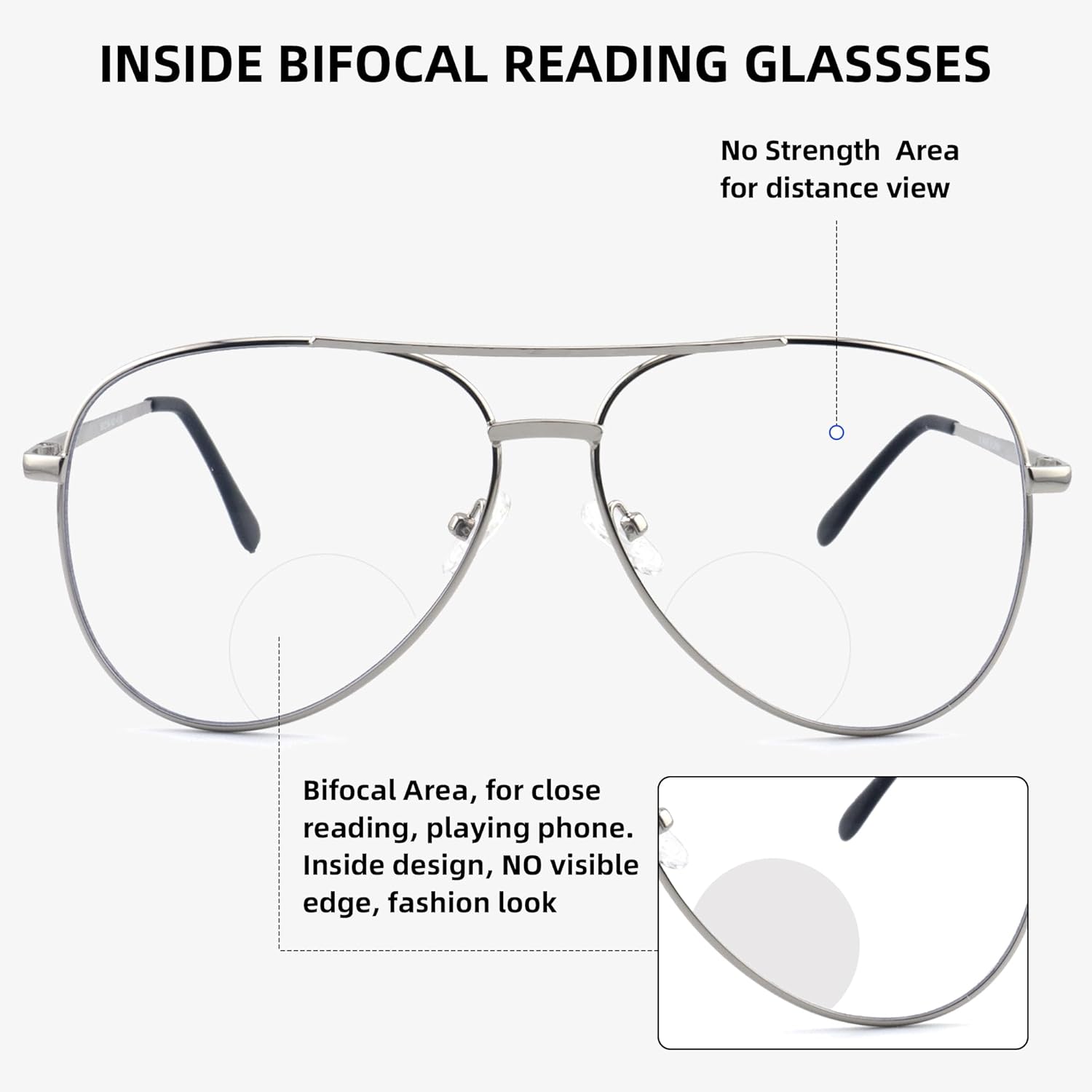 Paquete de 3 lentes de lectura bifocales para mujeres y hombres, lentes de lectura bifocales de aviador, lentes de lectura bifocales + 2.0