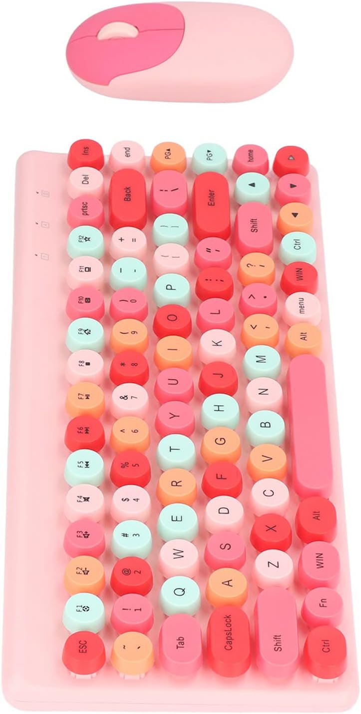 Combos de teclado, Mezcla de colores Retro Máquina de escribir Teclado Flexible 86 Teclas, 2.4G USB 1200DPI, Teclado de computadora con tapa redonda