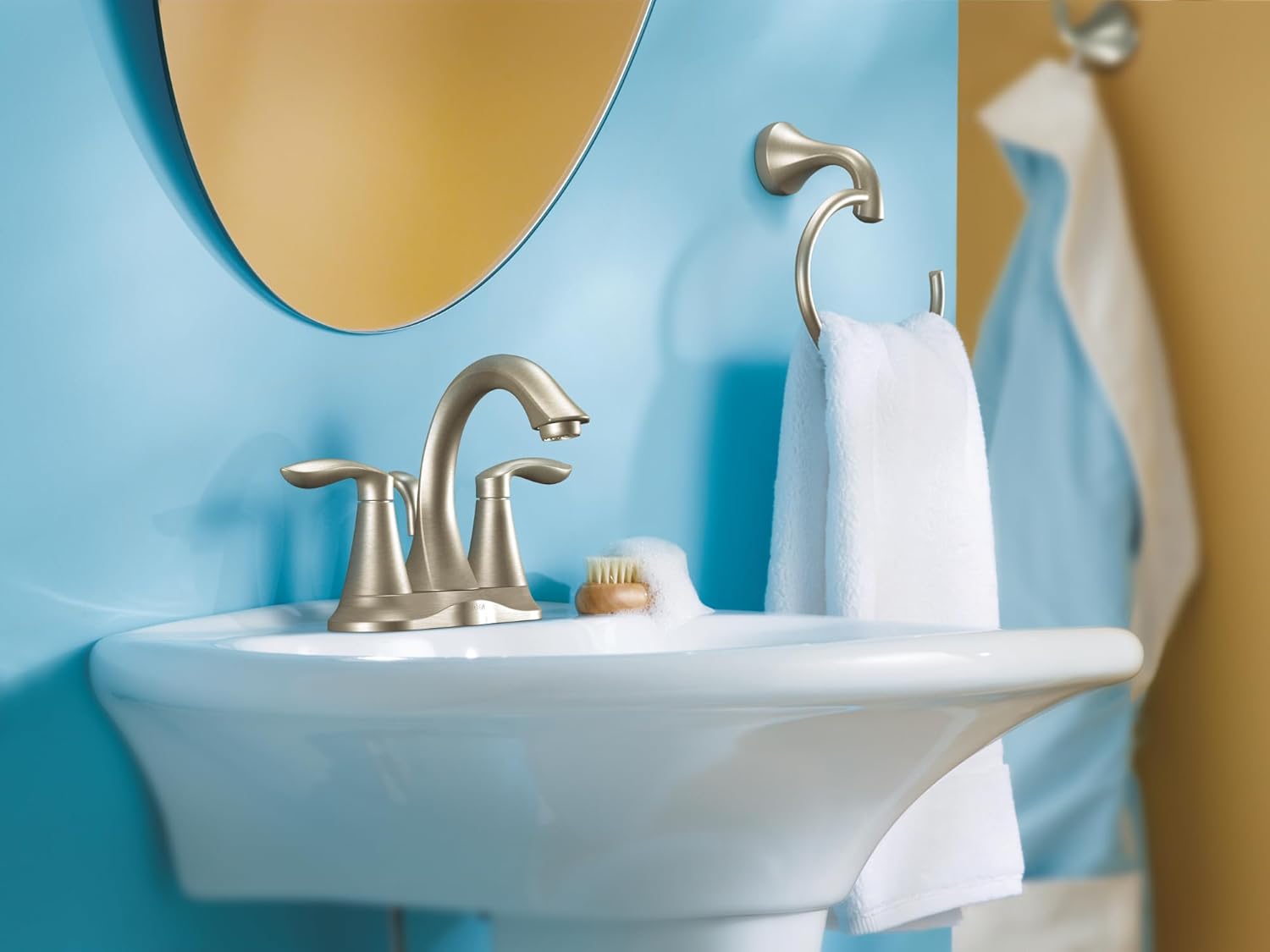 Moen 6410ORB Eva – Llave de lavamanos de dos mandos con conjunto de drenaje