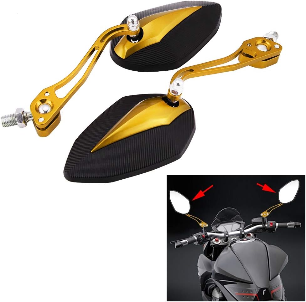 Espejo retrovisor para scooter, par de espejos retrovisores universales de aleación de aluminio de 0.315 in y 0.394 in (amarillo)