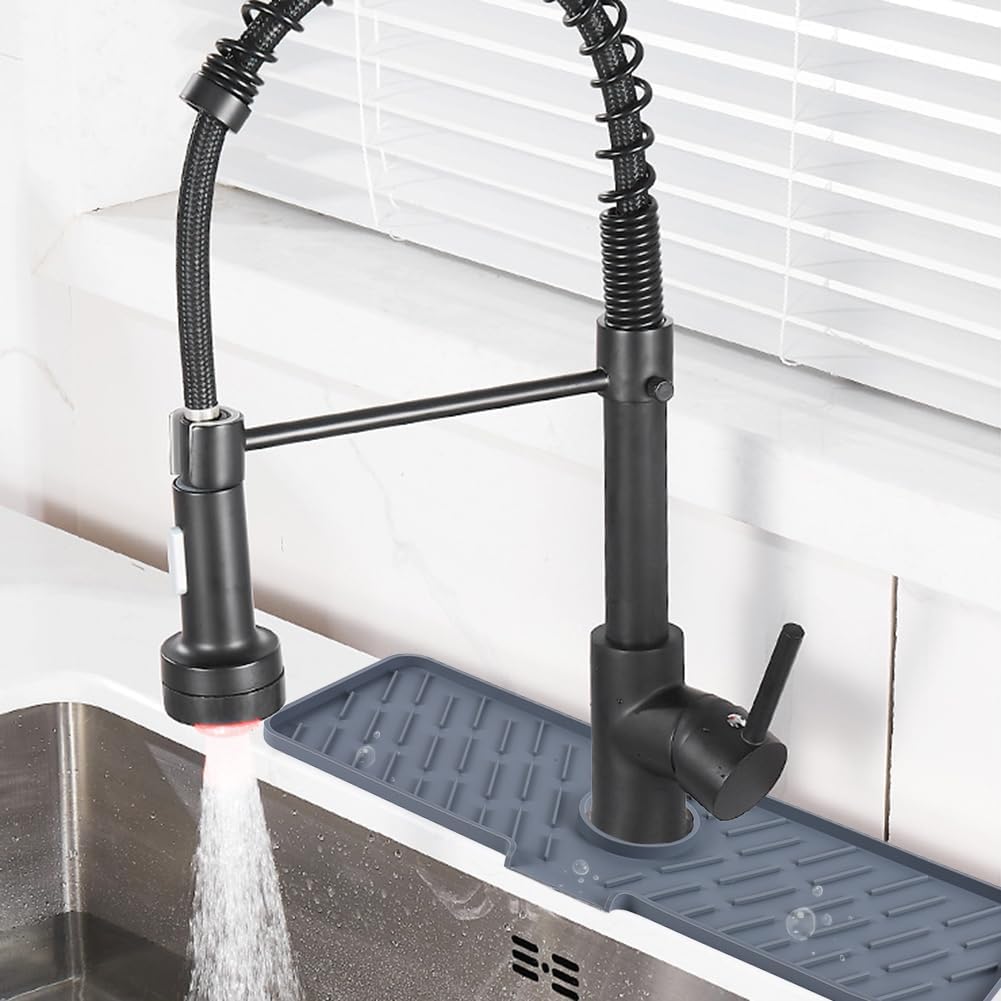 Karlsitek Slope – Protector contra salpicaduras para fregadero de cocina, tapete de silicona con pendiente de 18 x 6 pulgadas, tapete para fregadero