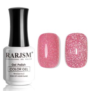 RARJSM Esmalte de uñas de gel con purpurina reflectante nude rosa rosa traslúcido, brillo de diamante, arco iris, plateado, pigmentos brillantes, RARJSM Esmalte de uñas de gel con purpurina reflectante nude rosa rosa traslúcido, brillo de diamante, arco iris, plateado, pigmentos brillantes,