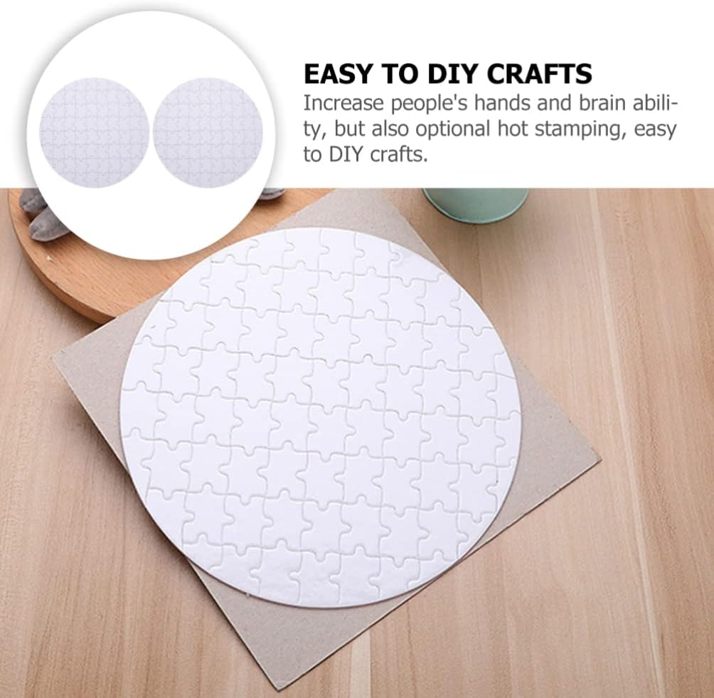 SEWACC Rompecabezas de sublimación en blanco de 4 piezas con forma redonda en blanco, rompecabezas de impresión de transferencia de calor para
