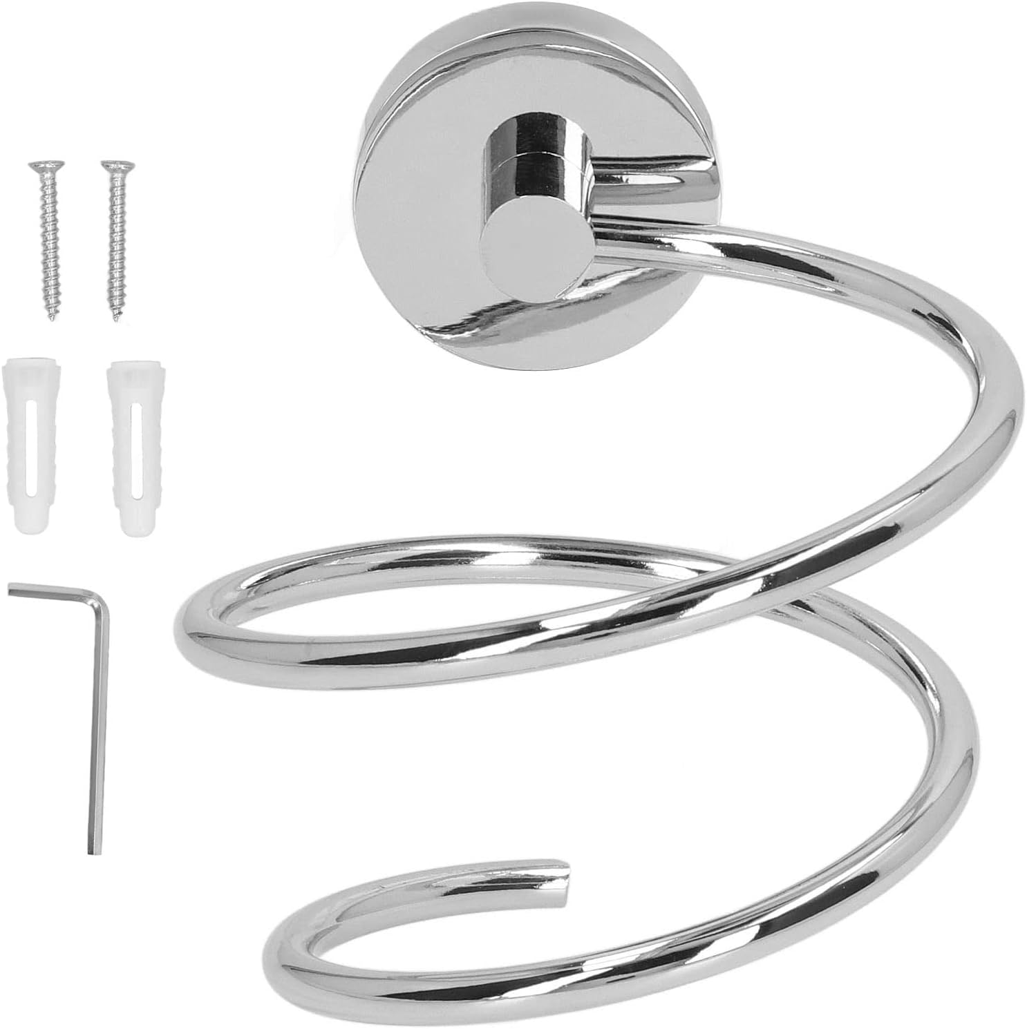 VTOSEN Soporte para secador de pelo de acero inoxidable 304, organizador de herramientas para el cabello de montaje en pared para baño, soporte para