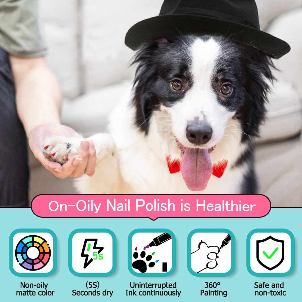Bolígrafo de esmalte de uñas para perros, secado rápido, juego de 12 colores mate, juego de esmaltes de uñas para mascotas