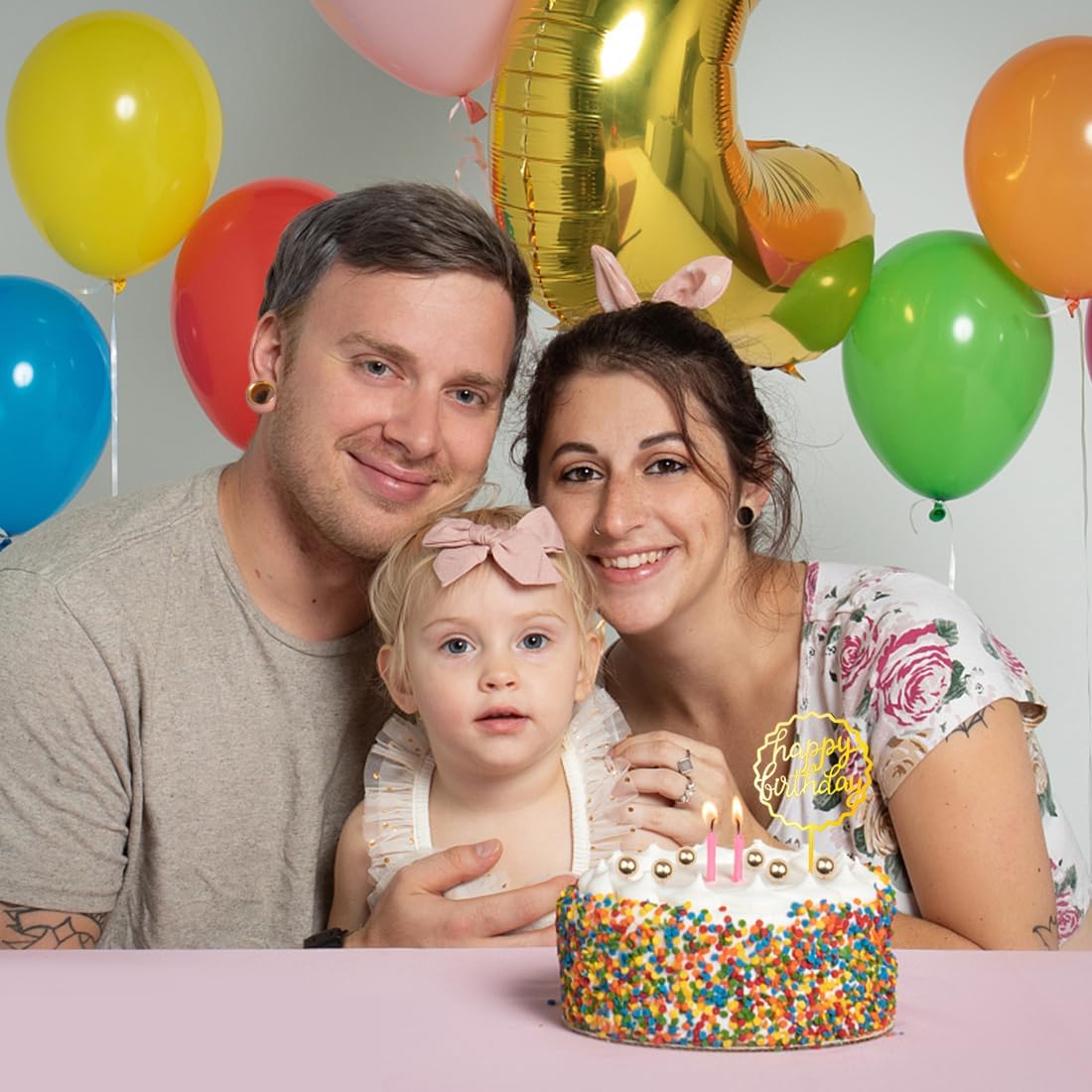 ELANE 6 adornos acrílicos para tartas de cumpleaños para mujeres con 30 adornos de bolas, letrero de feliz cumpleaños para tartas, decoración de