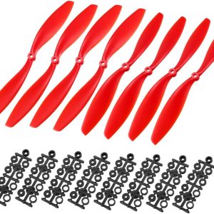 uxcell Hélices RC CW CCW 1045 10×4.5 pulgadas, 2 paletas de ala fija para avión, nailon rojo, 4 pares con anillos adaptadores uxcell Hélices RC CW CCW 1045 10×4.5 pulgadas, 2 paletas de ala fija para avión, nailon rojo, 4 pares con anillos adaptadores