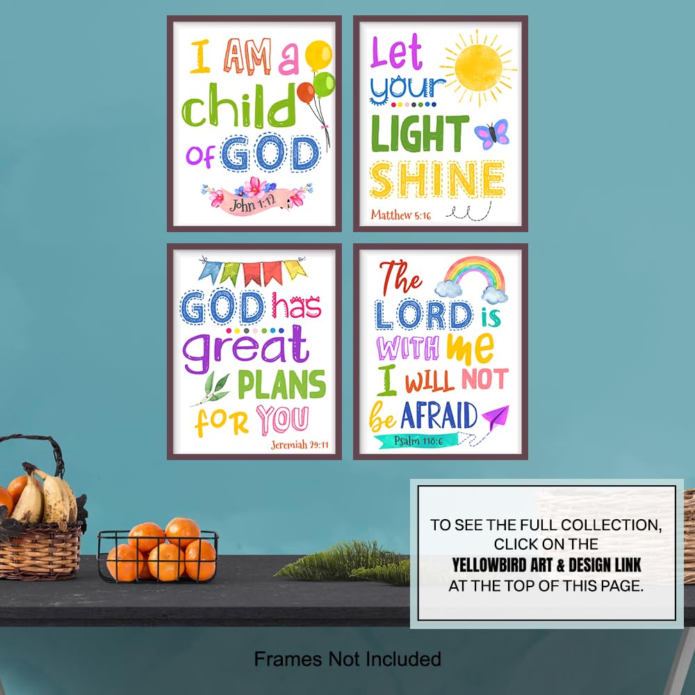 Bible Verse Wall Art – Scripture Wall Art – Christian Wall Art for Kids, Boys, Girls Bedroom – Religious Gifts for Kids – Aesthetic Wall Collage Kit