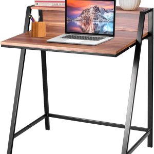 WATERJOY Mesa de juego, mesa de escritorio de estación de trabajo de 2 niveles, mesa de escritura de estudio, escritorio de juegos pequeño, mesa de WATERJOY Mesa de juego, mesa de escritorio de estación de trabajo de 2 niveles, mesa de escritura de estudio, escritorio de juegos pequeño, mesa de