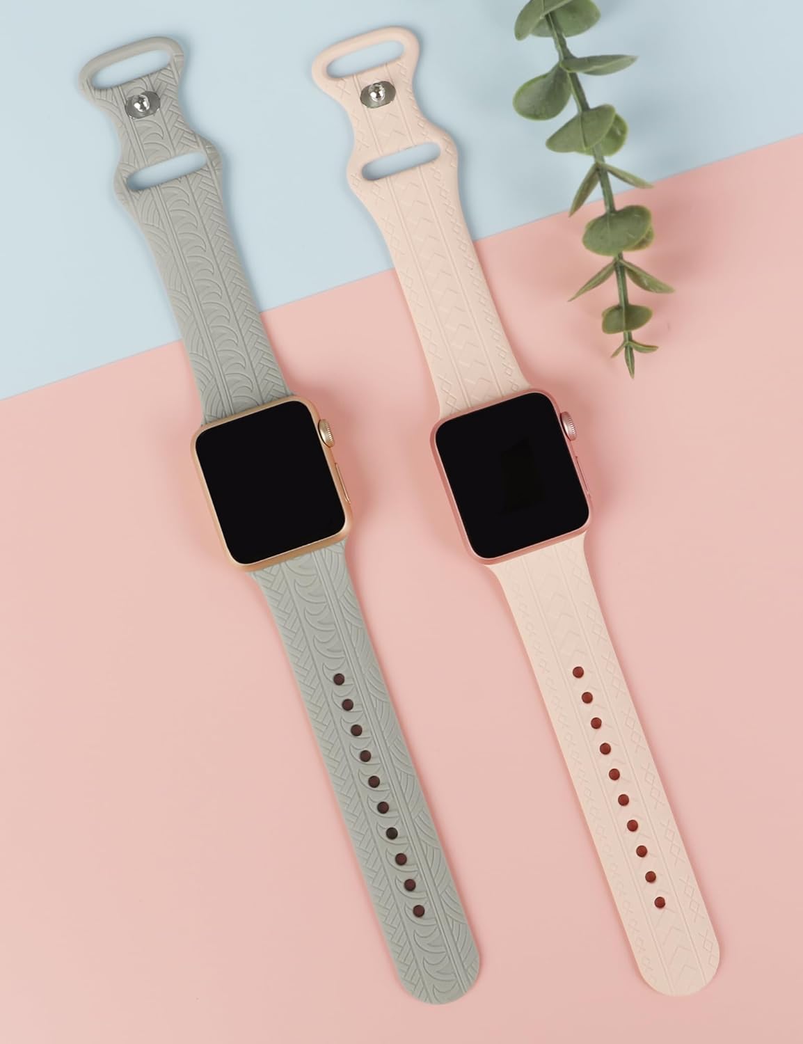Paquete de 2 correas clásicas grabadas con patrón original compatibles con Apple Watch Band de 1.496 pulgadas, 1.575 pulgadas, 1.614 pulgadas, 1.654