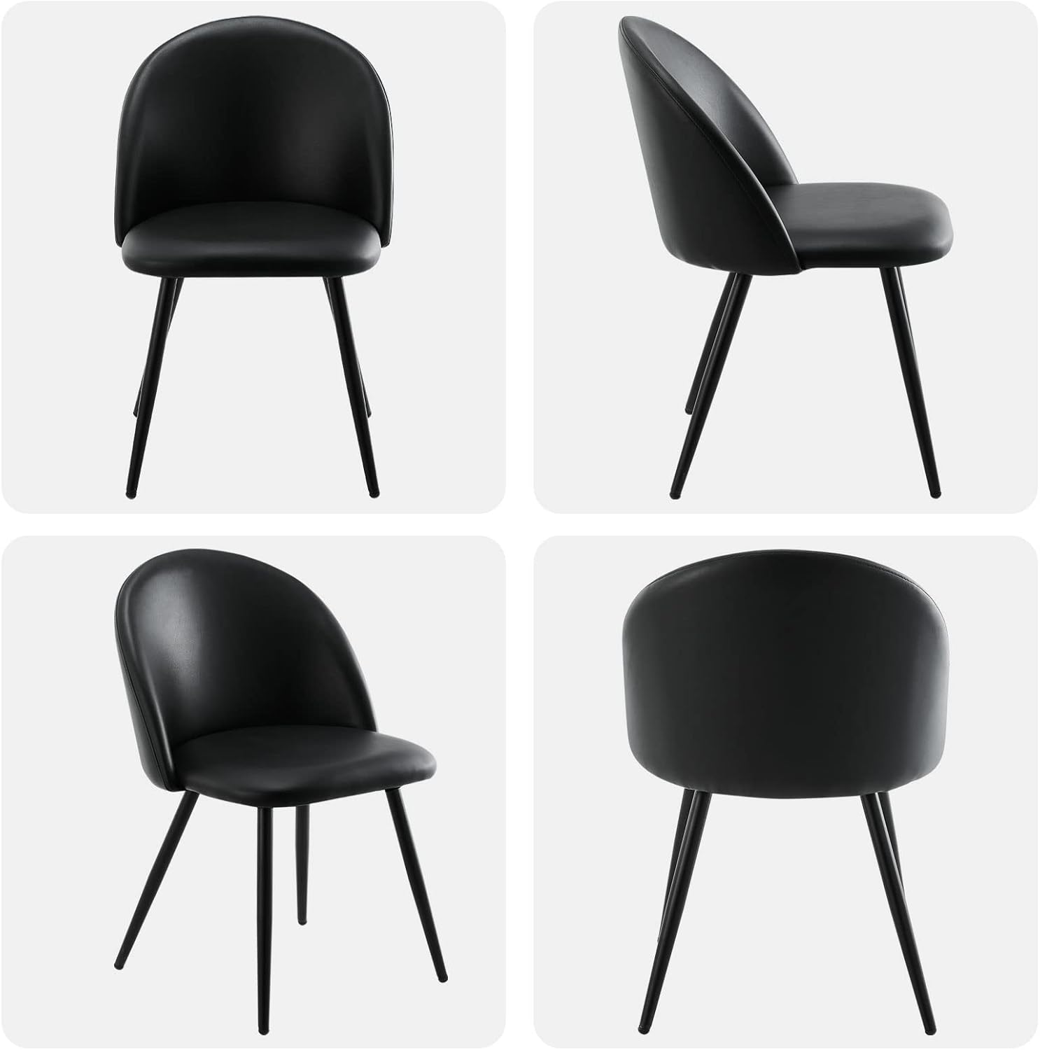 TUKAILAI Juego de 4 sillas de comedor de piel sintética, silla auxiliar moderna, asiento tapizado de poliuretano y respaldo con patas de metal para