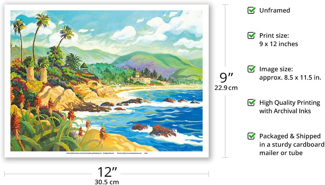 Enamorado de Laguna Beach – California – Vista al mar – Desde una pintura original de acuarela por Robin Wethe Altman – Impresión artística maestra