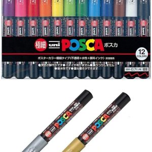 uni -posca – Juego especial de rotuladores de pintura (un juego), Mitsubishi Pencil Posca Poster marcadores de color punta extrafina, 12 colores uni -posca – Juego especial de rotuladores de pintura (un juego), Mitsubishi Pencil Posca Poster marcadores de color punta extrafina, 12 colores