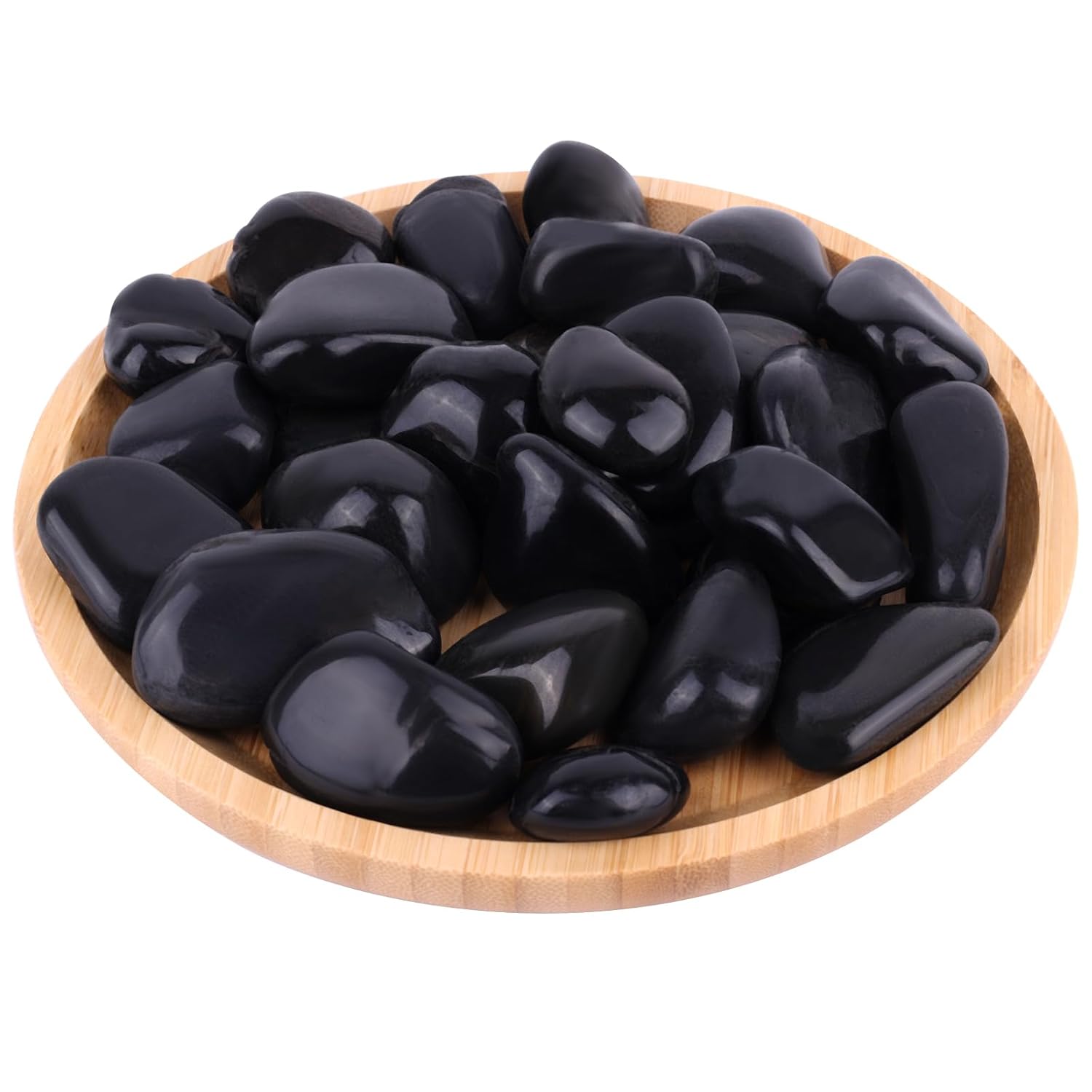 WHANLEY L&Q Rocas negras de río de 2 libras (1.5  2.5 pulgadas), rocas negras para plantas, rocas de río negro, piedras decorativas, grava de