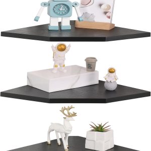 Estantes esquineros de pared, estantes flotantes de esquina de madera con canaleta para cables, exhibición de almacenamiento de montaje en pared Estantes esquineros de pared, estantes flotantes de esquina de madera con canaleta para cables, exhibición de almacenamiento de montaje en pared