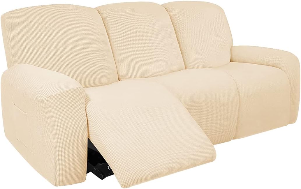 vctops Fundas elásticas para sofá reclinable, resistentes al agua, suaves, a cuadros, para sofá reclinable de 3 cojines, funda elástica