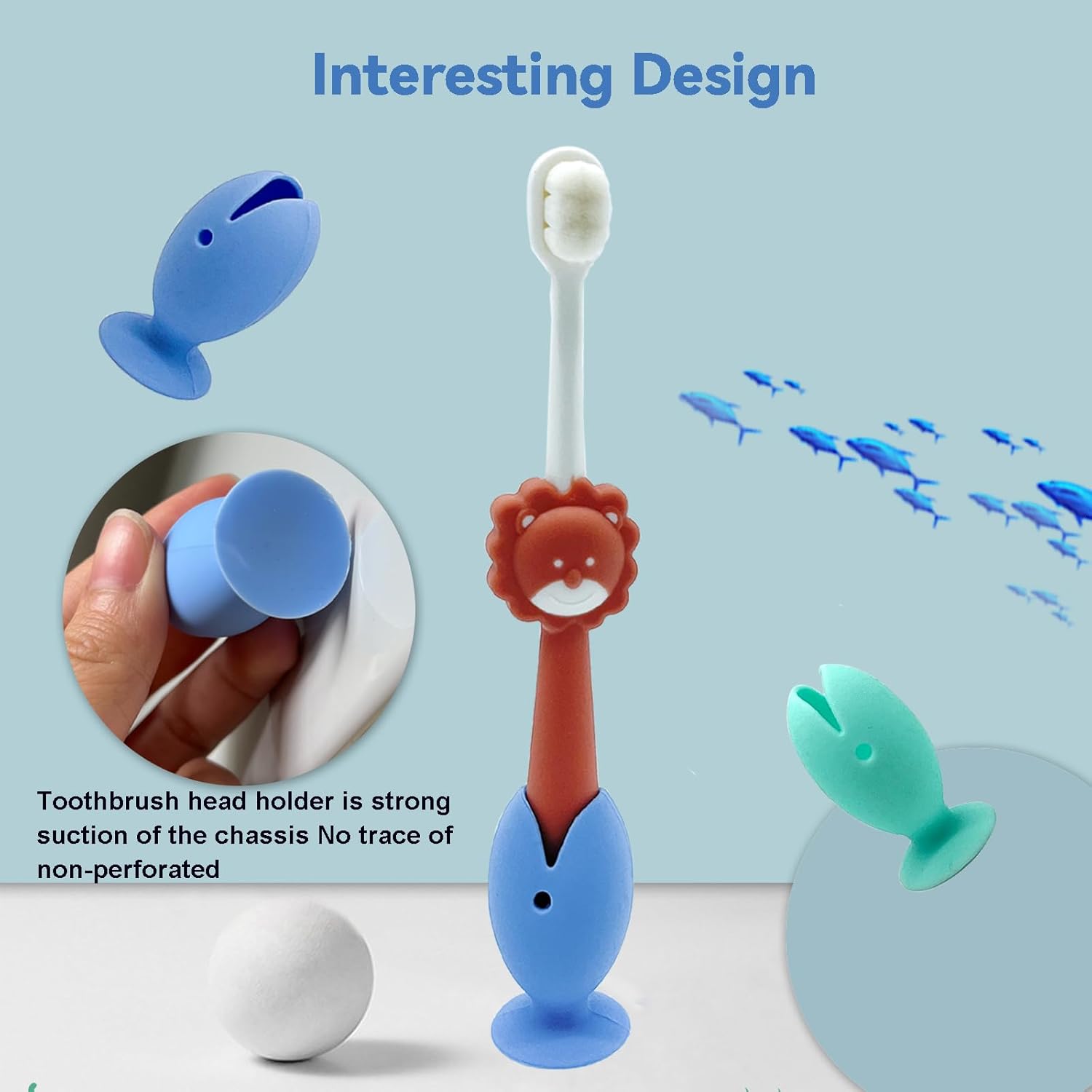 Cubierta de cabeza de cepillo de dientes de pie, Tapa protectora de silicona para niños,Soporte de ventosa de cepillo de dientes de viaje,Funda