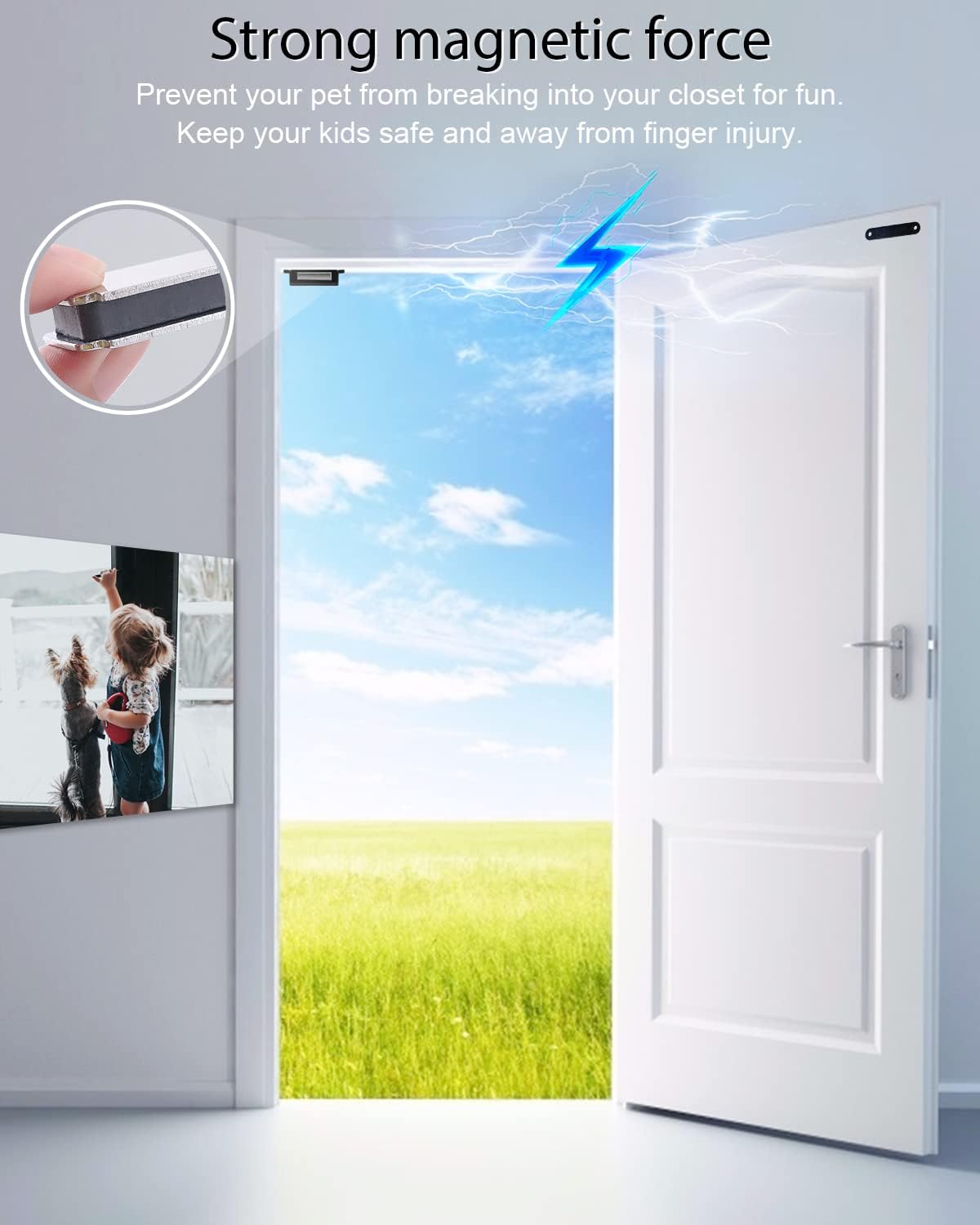 Jiayi Paquete de 2 imanes magnéticos para puerta de armario, 90 libras, imán magnético para puerta, imán resistente para armario, dormitorio,