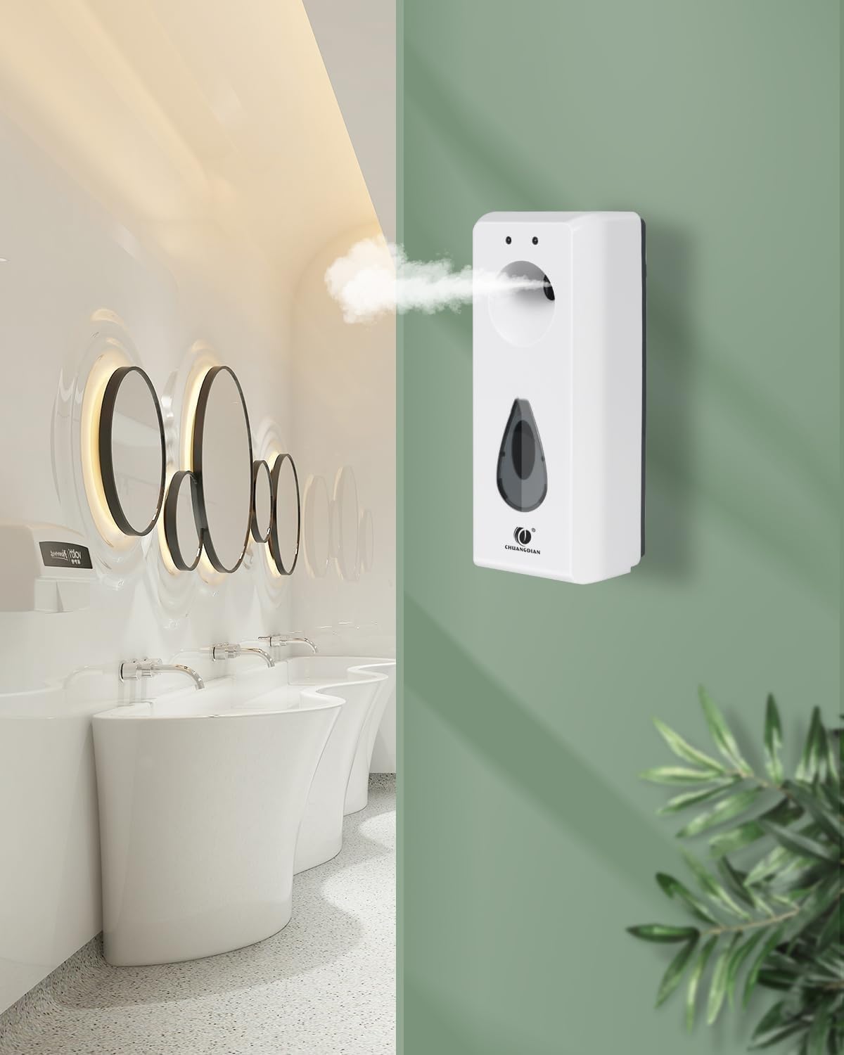 Dispensador automático de ambientador, dispensador de fragancia de aerosol LCD montado en la pared, compatible con latas de repuesto de aerosol de