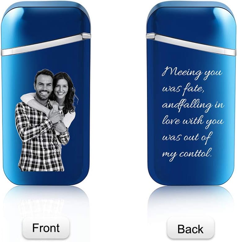 kaululu Encendedor de fotos personalizado, encendedor USB personalizado para hombres, encendedor grabado por USB, recargable por USB, para camping,