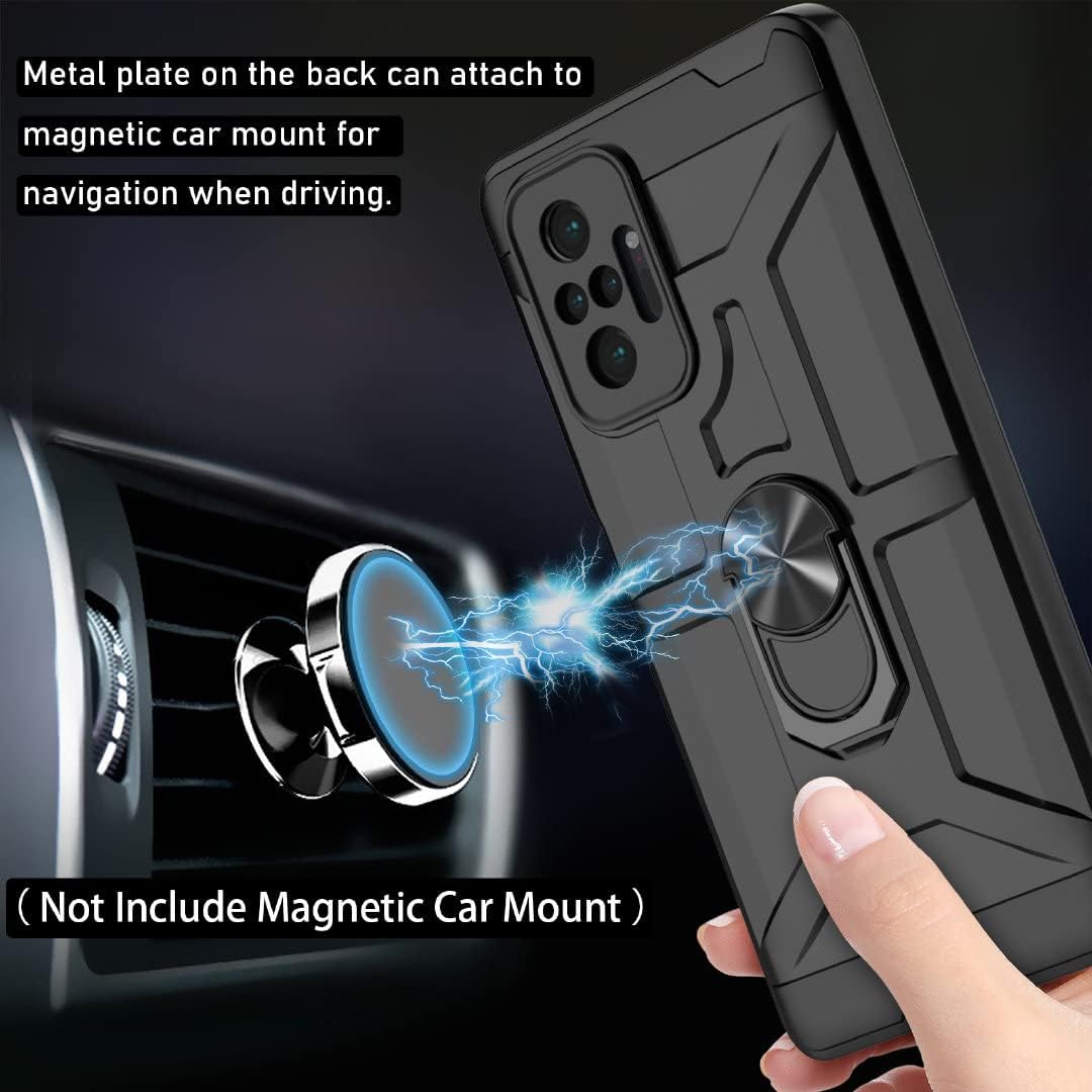 Jeylly Funda para Redmi Note 10 Pro, Redmi Note 10 Pro Max con protector de pantalla de vidrio templado, resistente a prueba de golpes 360