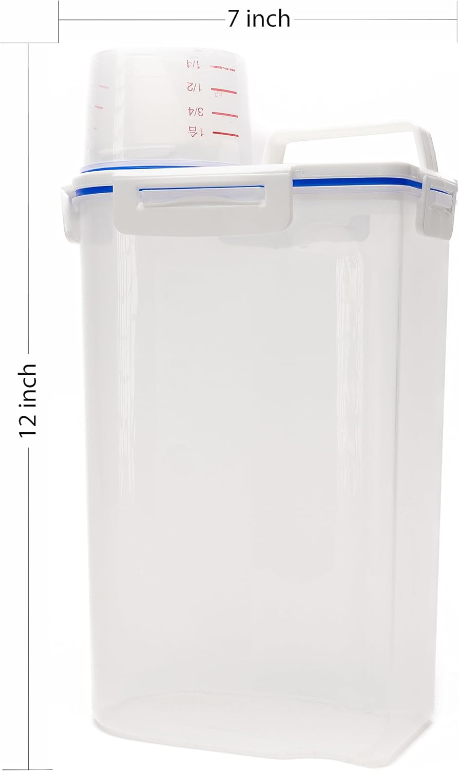 Recipiente de almacenamiento de alimentos, sellado hermético y recipiente de plástico transparente de grado alimenticio, sin BPA, taza medidora,