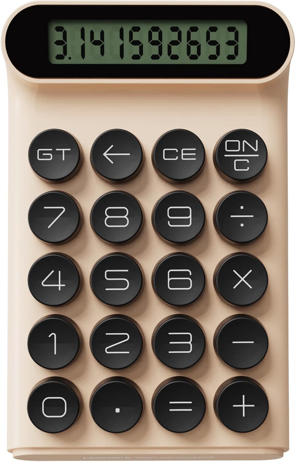 Calculadora de interruptor mecánico, portátil para oficina diaria y básica,Pantalla LCD grande de 10 dígitos (crema)