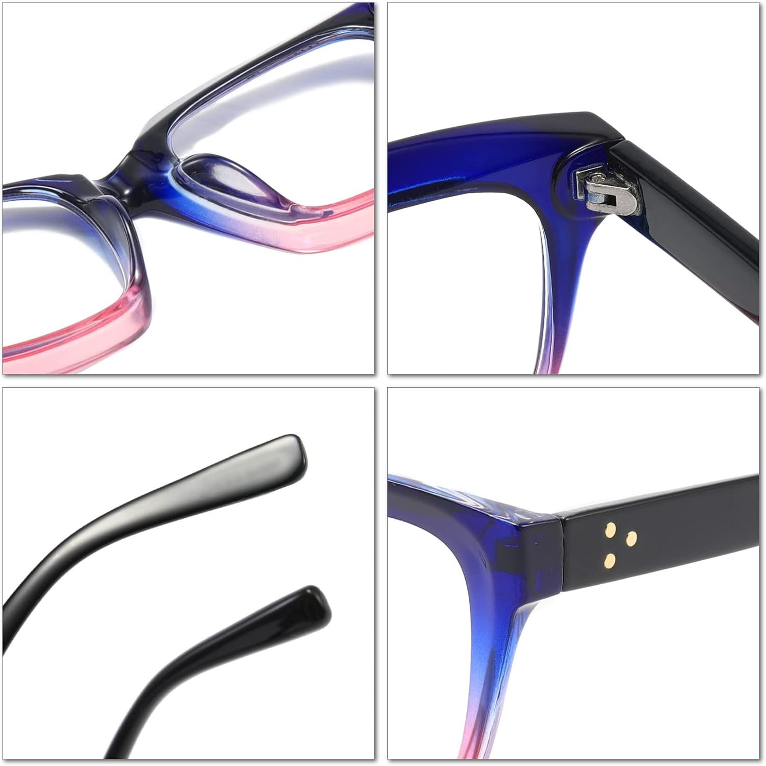 REAVEE Paquete de 4 lentes de lectura de gran tamaño estilo Oprah para mujeres y hombres, bloqueo de luz azul, para damas elegantes retro cuadrados