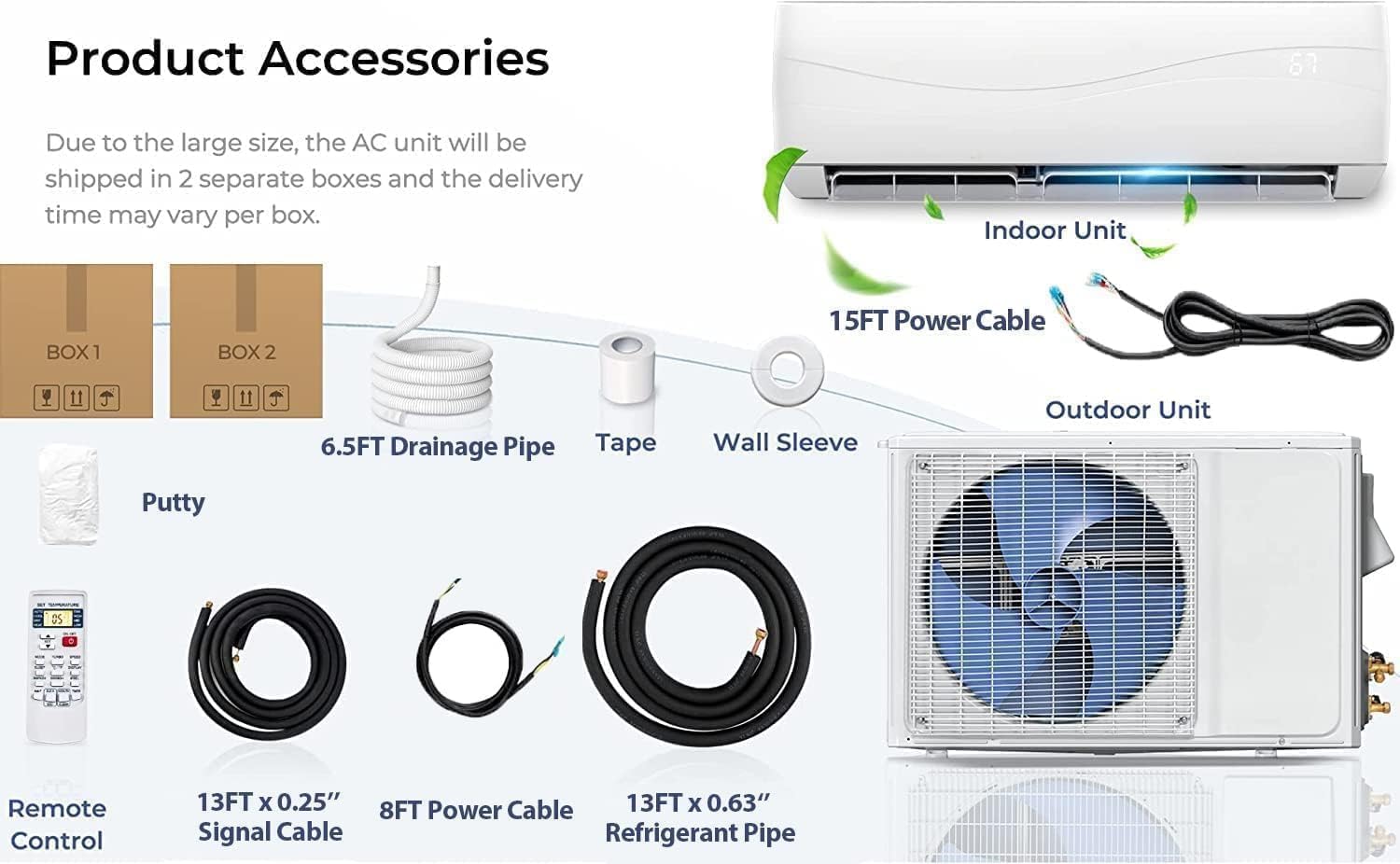 Mini Split AC y sistema de calefacción, aire acondicionado de pared de 12,000 BTU 20 SEER2 115V y bomba de calentador de 1 tonelada con inversor, CA