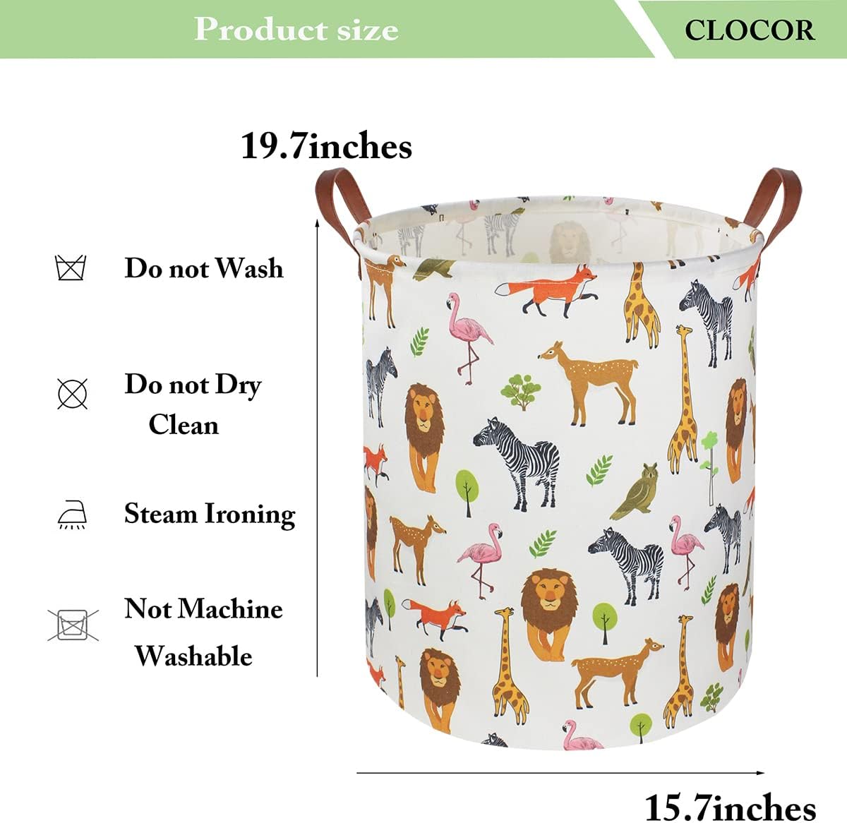 Cesta de lavandería para niños, canasta de almacenamiento de juguetes con asas para niños y niñas, decoración de habitación de safari, canasta de