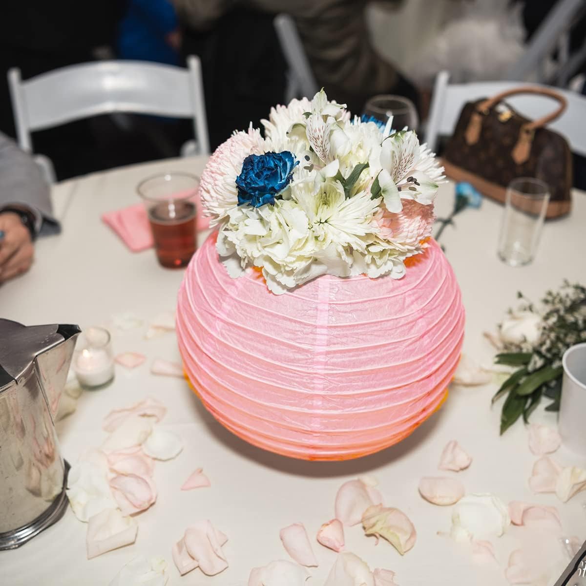 Pink Paper Lanterns with Lights16pcs 6″ 8″ 10″ 12″ Hanging Decorative Chinese Paper Lantern with 300ft Fishing line for Wedding Baby Shower Birthday