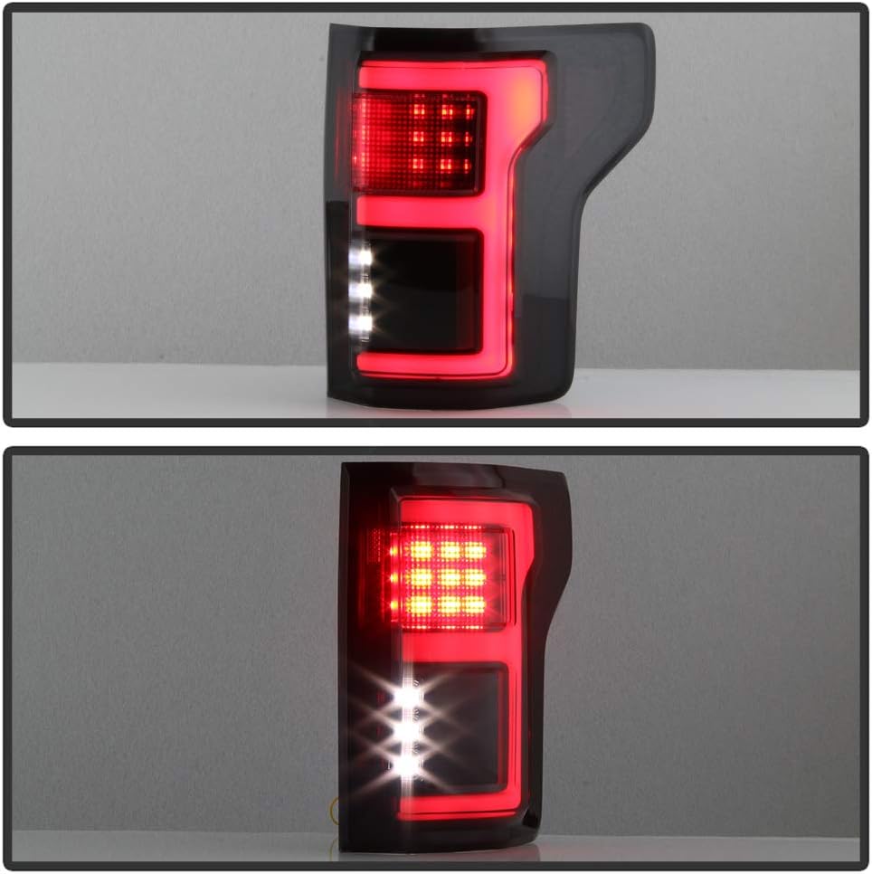 ACANII – Para Ford F150 2015 2016 2017 con sensor de punto ciego negro ahumado completo LED tubo de luz trasera luces traseras par