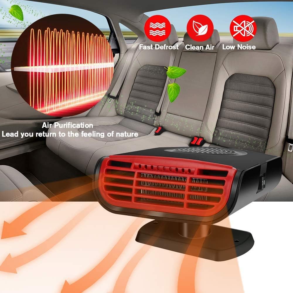 Milukon Calentador de coche portátil 2 en 1 Calentador de enfriamiento y calefacción para vehículo Enfriador de aire electrónico 12V Calentador de