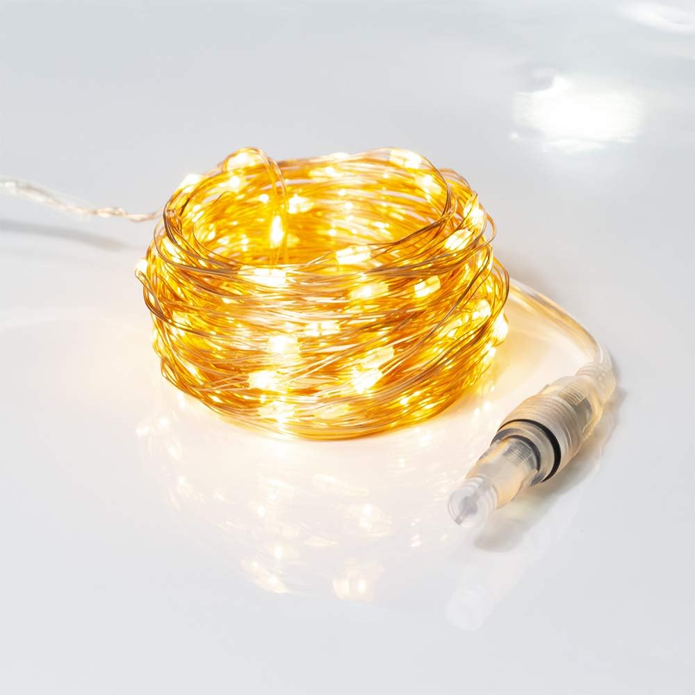 Cadena de luces de hada LED, con enchufe, extensibles, impermeables, cadena de luces estrelladas y regulables para exteriorinterior.