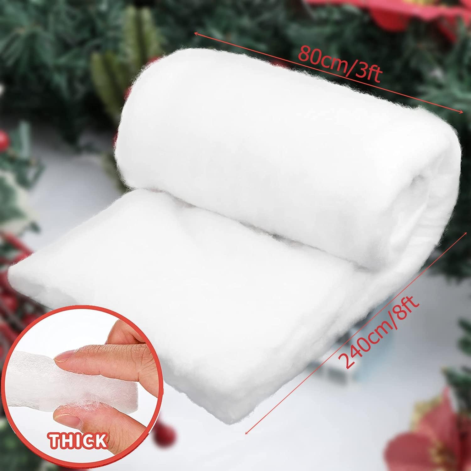 Paquete de 2 mantas de nieve de Navidad de 3 x 8 pies, manta de nieve falsa, decoración de alfombra de nieve artificial esponjosa, manta de nieve