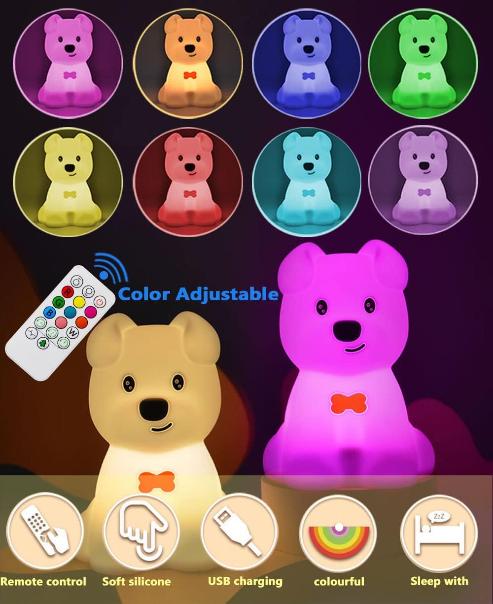 Luz nocturna para niños, lindas lámparas LED recargable, lámpara de noche para dormir, con sensor táctil, para regalo de vacaciones (dinosaurio)