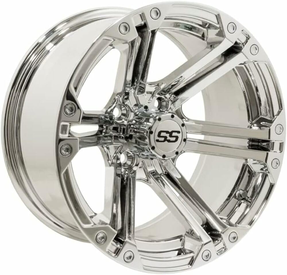 GTW Combo de ruedas y neumáticos para carrito de golf de 14 pulgadas  GTW Specter Chrome Wheels en neumáticos todo terreno Predator 23×10-14  Juego