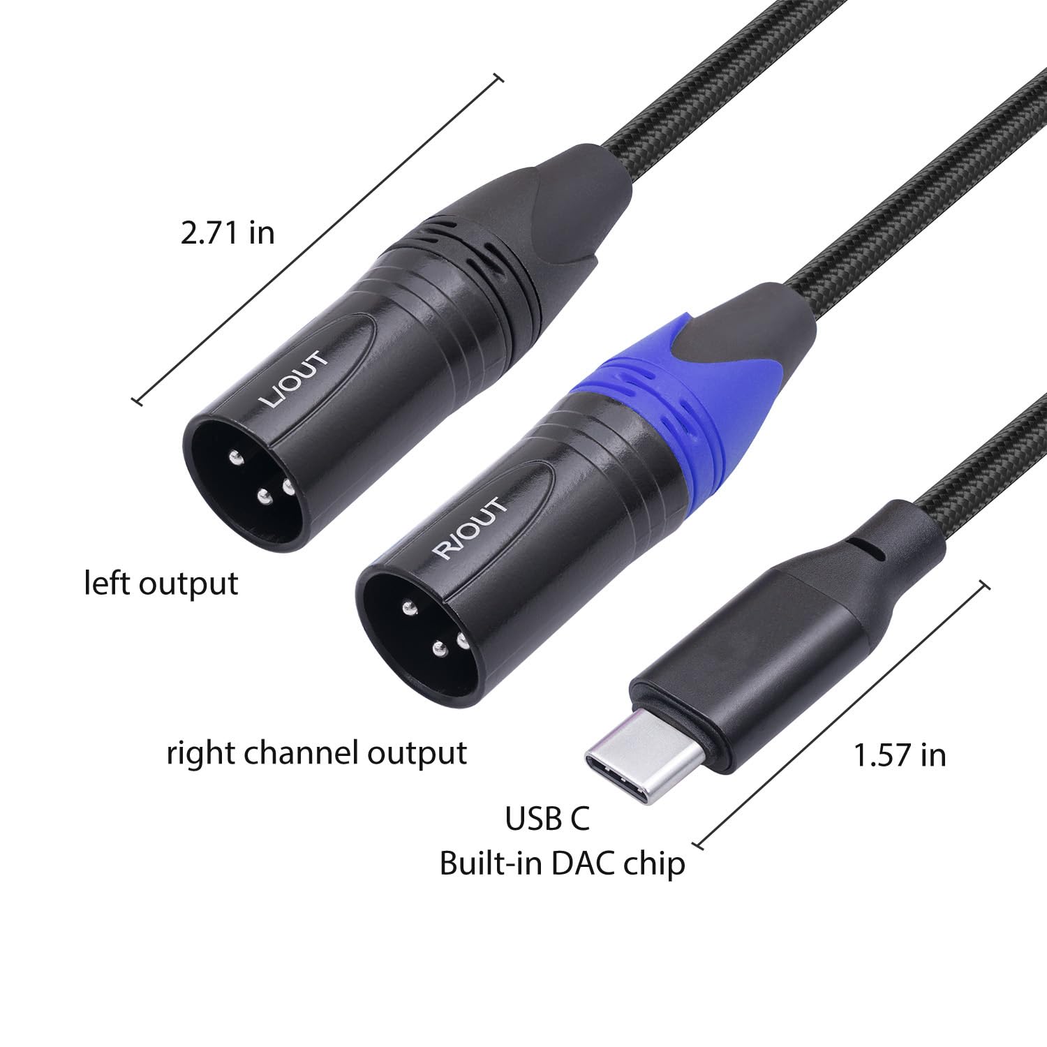Cable de audio USB C a doble XLR macho, cable de audio USB C a 2 XLR macho de 6 pies, cable USB tipo C a 2 XLR macho, conexión USB, altavoz activo,