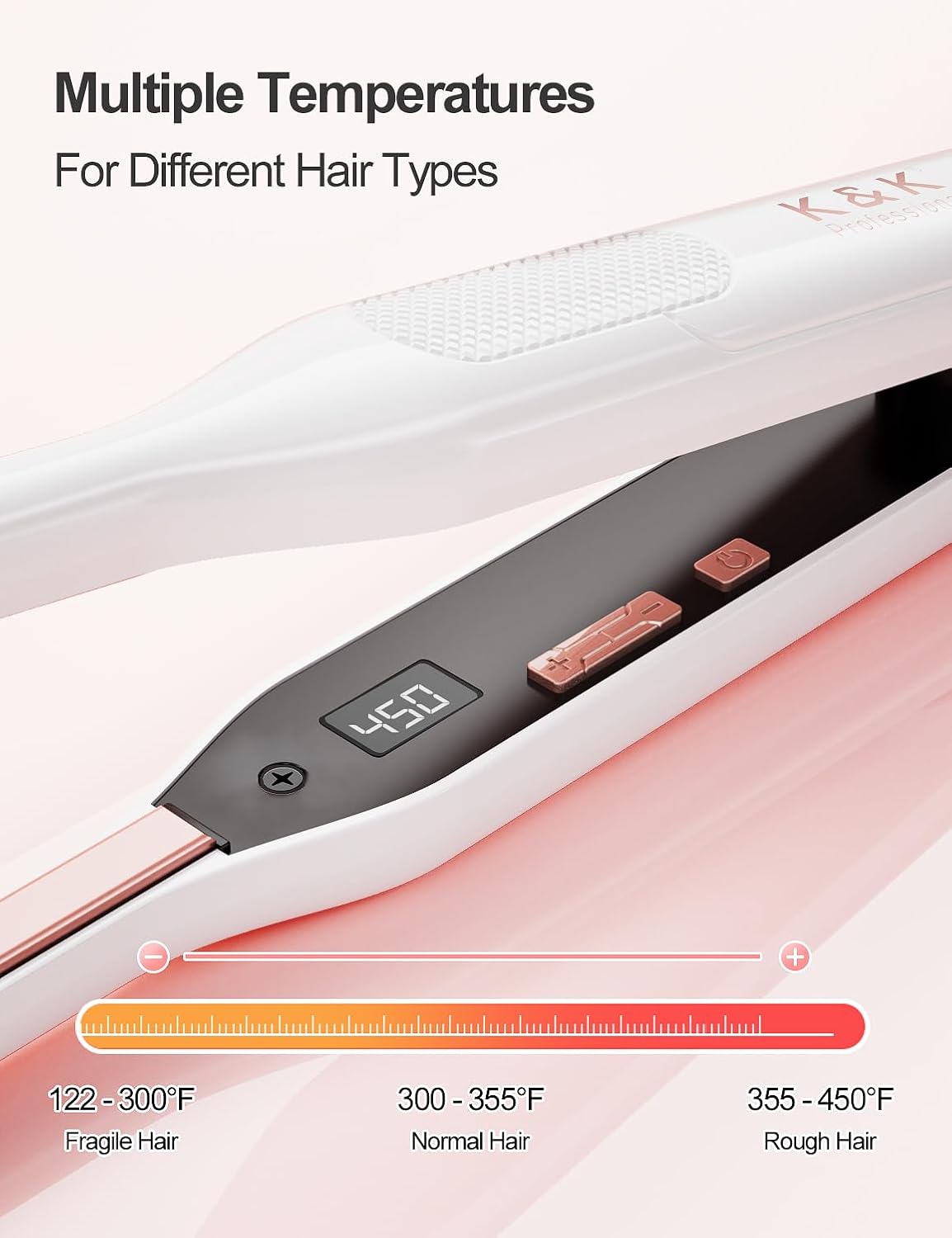 K&K Plancha pequeña de pelo corto, plancha plana mejorada para bordes, alisadores para corte Pixie, retoques y flequillo, pantalla digital, placa
