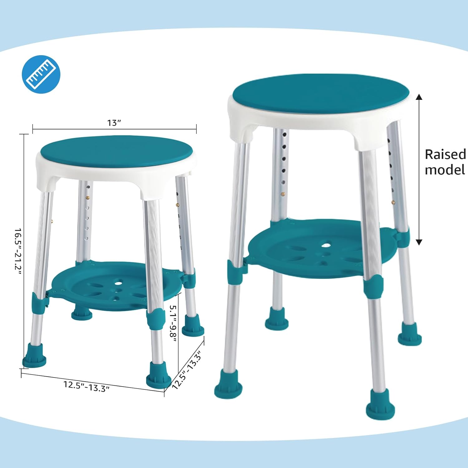 KSITEX Taburete de ducha mejorado para ducha interior, taburete pequeño de plástico de esquina para adultos mayores, taburete de ducha giratorio de
