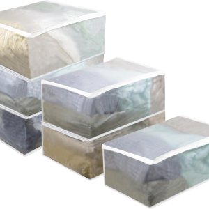 Juego de 6 bolsas de almacenamiento de ropa transparentes grandes y gruesas para mantas, sábanas, edredón, ropa plegada, suéter, jeans, Juego de 6 bolsas de almacenamiento de ropa transparentes grandes y gruesas para mantas, sábanas, edredón, ropa plegada, suéter, jeans,