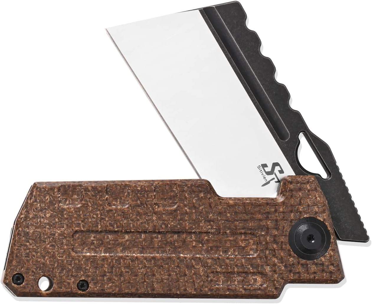 Sitivien Cuchillo plegable ST155, hoja de acero Sandvik 14C28N, mango Micarta EDC herramienta cuchillo cuchillo de bolsillo para pesca, campamento,