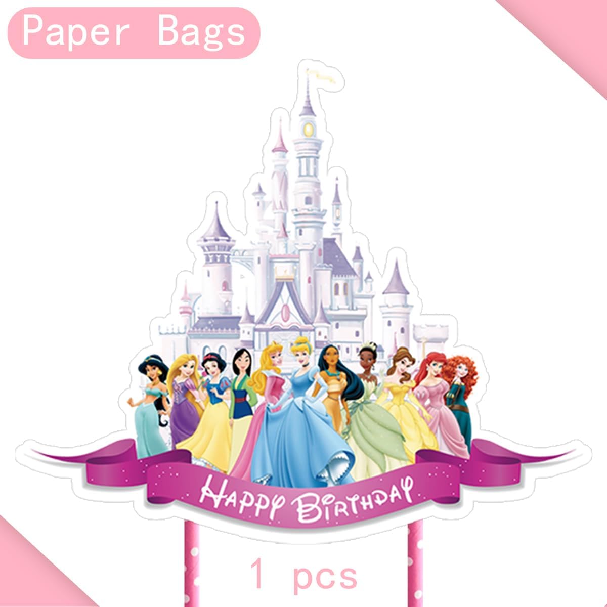 Decoraciones para pastel de princesa, suministros de fiesta de cumpleaños, decoración de castillo