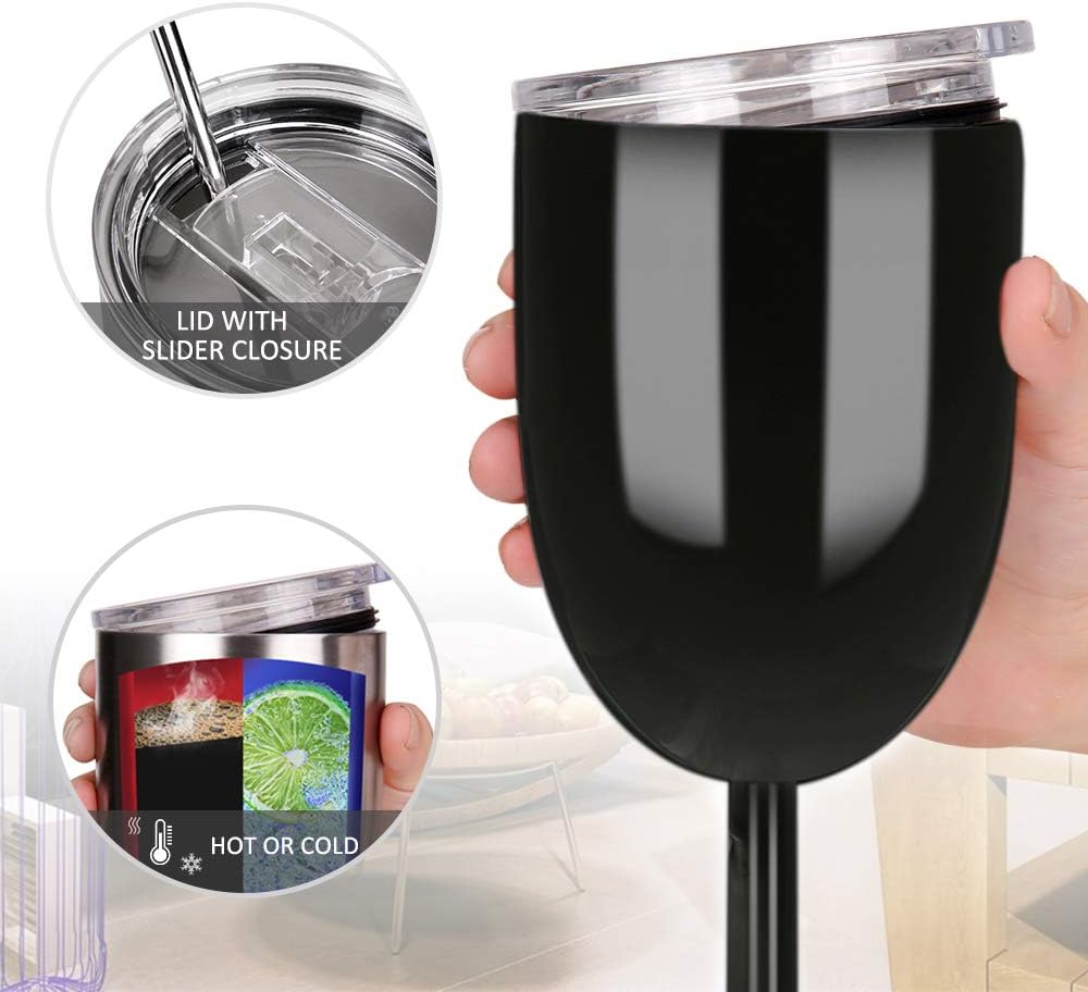 Copas de vino de acero inoxidable (paquete de 2). Vaso de vino de doble pared aislado al vacío con tapa y pajita. Amistad, Navidad, regalos de